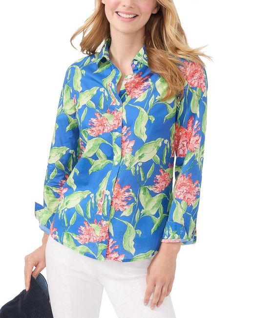 J.McLaughlin Blue Peony Bloom Lois Blouse