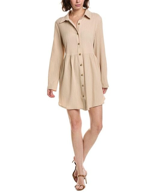 Pascale La Mode Natural Roll-Up Sleeve Mini Shirtdress