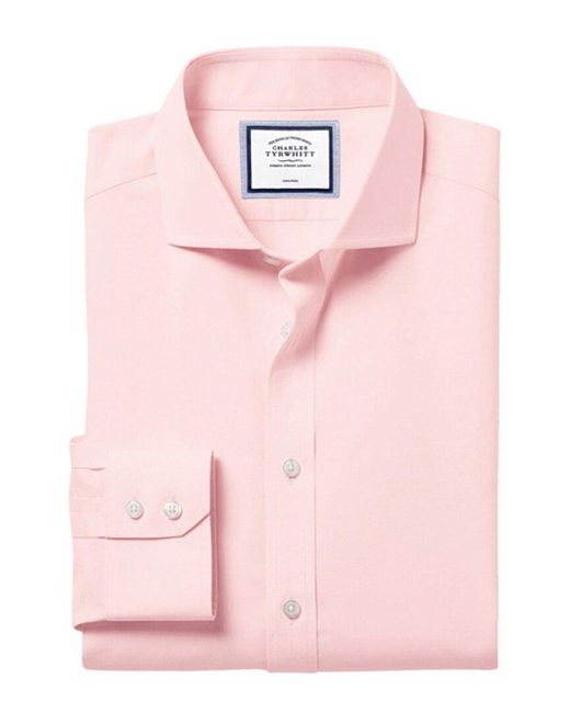 Charles Tyrwhitt Pink Non-iron Poplin Cutaway Extra Slim Fit Shirt for men