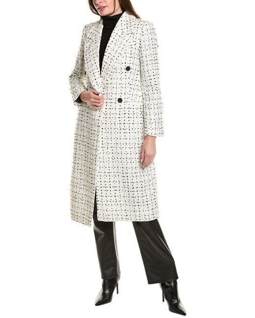 Avec Les Filles White Tweed Double-breasted Coat