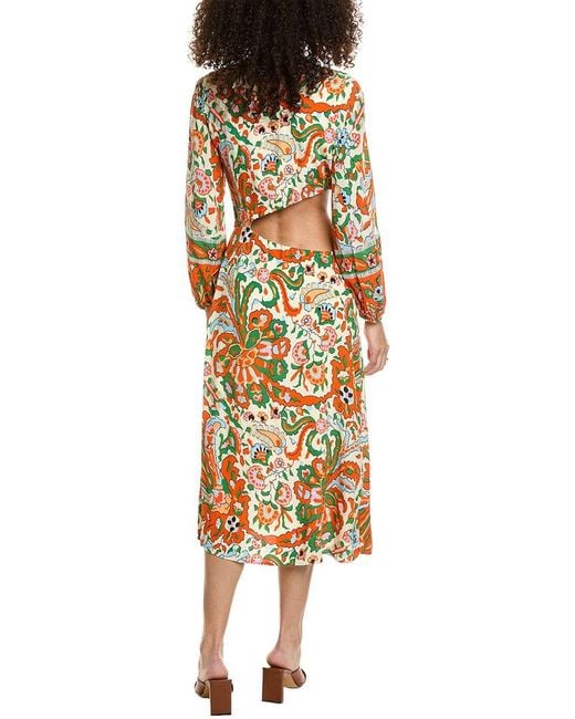 Ba&sh Yellow 3/4-Sleeve Midi Dress