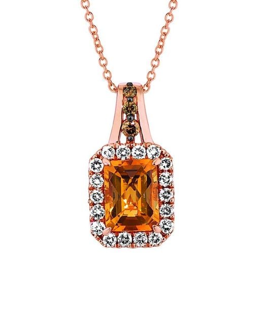 Le Vian White Le Vian Cinnamon Citrine 14k Rose Gold 1.72 Ct. Tw. Diamond & Ruby Drop Pendant Necklace