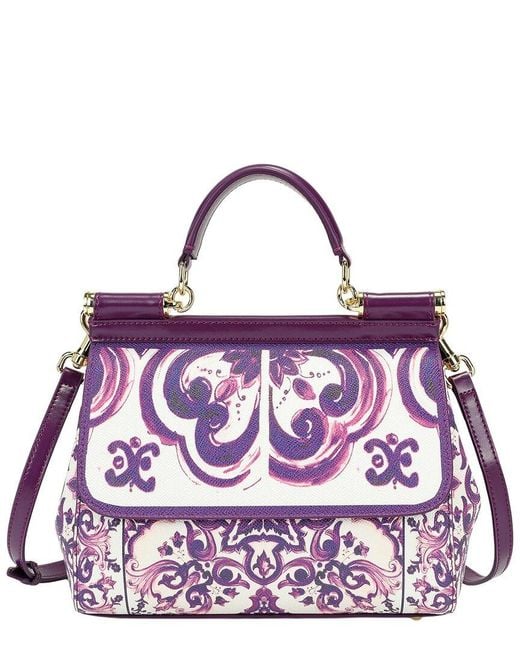 Tiffany & Fred Paris Purple Saffiano Painted Leather Top-Handle Satchel
