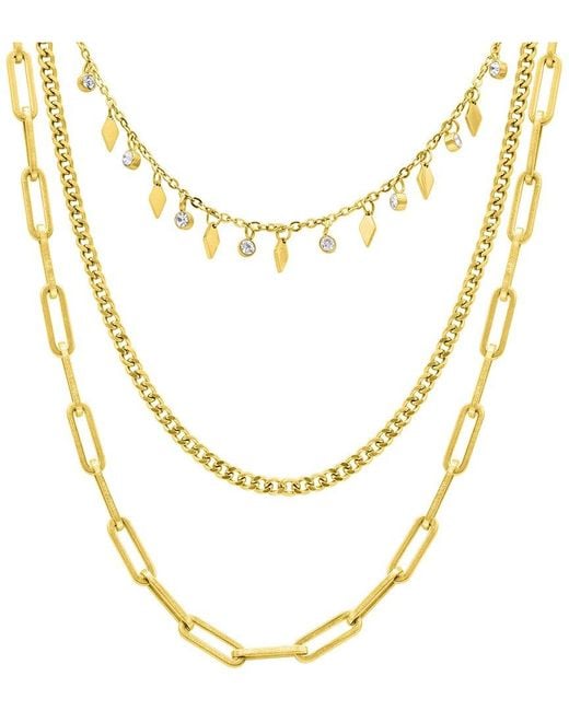 Adornia Metallic 14k Plated Paperclip Curb Dangle Necklace