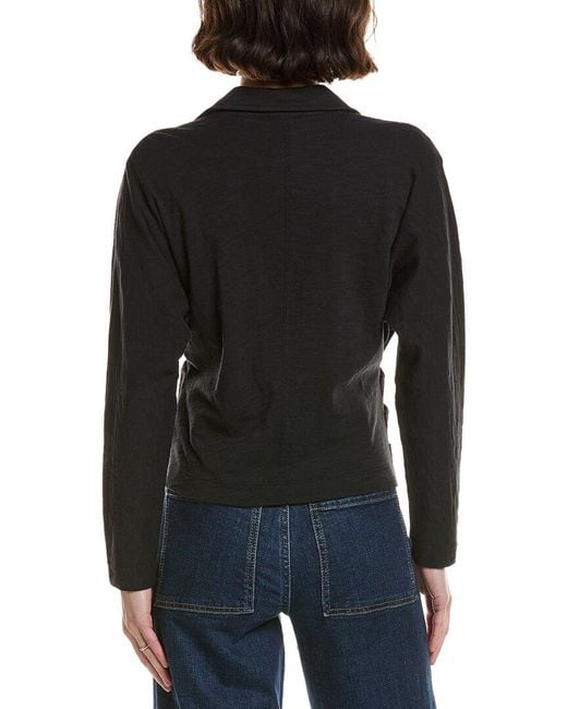 Lilla P Black Side Pleat Button Down Shirt