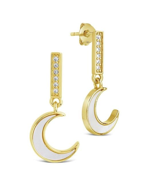 Sterling Forever Metallic 14k Plated Pearl Cz Valeria Drop Studs
