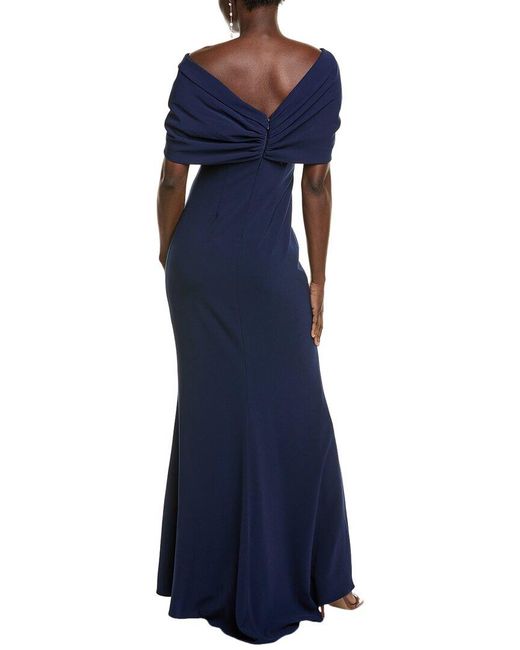 Badgley Mischka Blue Twist Drape Gown