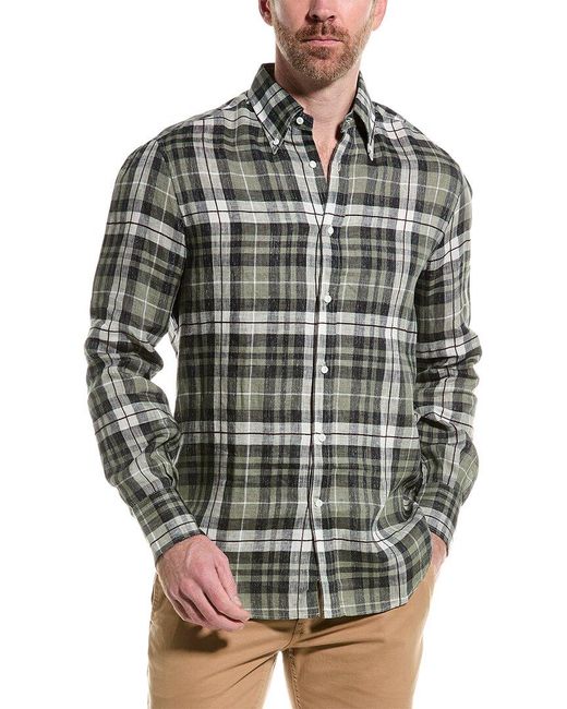 Brunello Cucinelli Gray Basic Fit Linen-blend Shirt for men