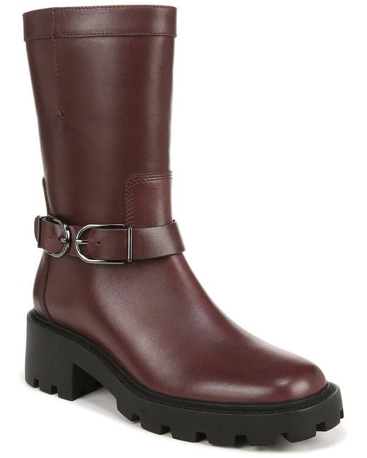 Franco Sarto Brown Elle Zipper Block Heel Motorcycle Boots