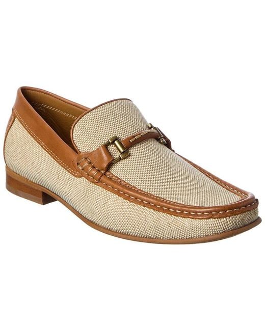 Donald J Pliner White Dannerjt Leather & Canvas Loafer for men