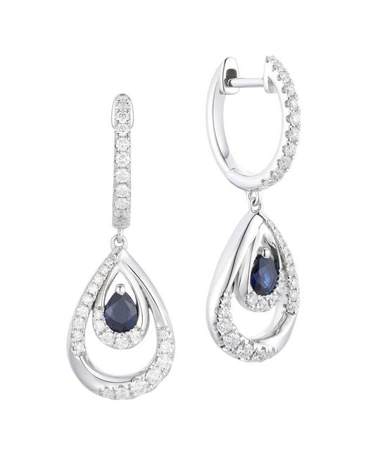 Gregg Ruth White 14K 0.84 Ct. Tw. Diamond & Sapphire Huggie Earring