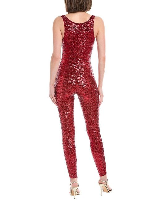 Elisabetta Franchi Red Tuta Donna Sequin Jumpsuit