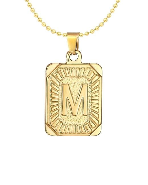 Stephen Oliver Metallic 18K Plated M Initial Necklace for men