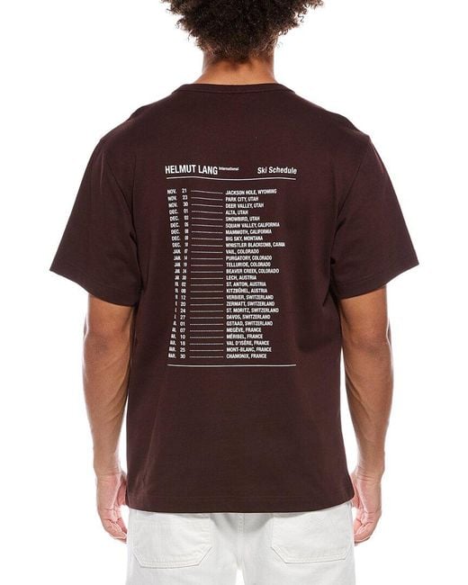 Helmut Lang Red Ski Schedule T-Shirt for men
