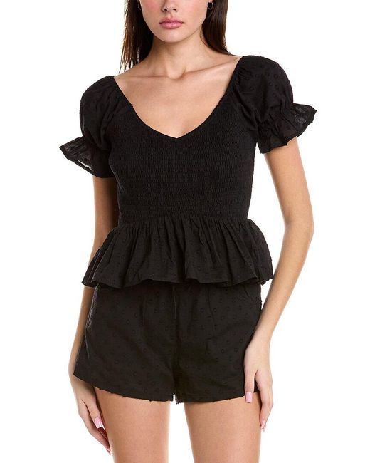 We Are Kindred Black Giovanna Peplum Top