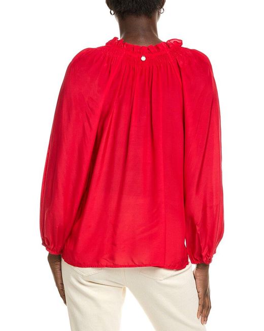 Tommy Bahama Red Silky Seas Smocked Peasant Top