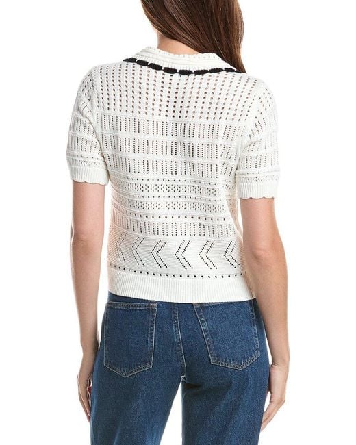 Cece White Collar Cardigan