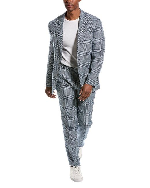 Brunello Cucinelli Blue 2pc Linen & Wool-blend Suit for men