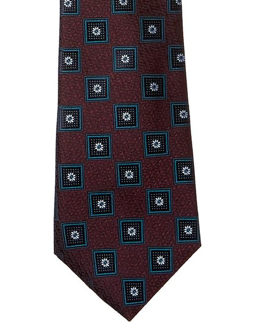 Canali Blue Maroon Floral Square Silk Tie for men