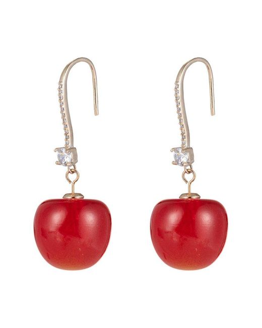 Eye Candy LA Red Eye Candy Los Angeles Luxe Collection 18k Plated Cz Cherry Dangle Earrings
