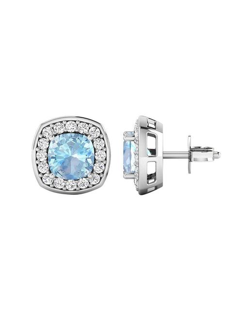 Diana M Blue Fine Jewelry 14k 1.95 Ct. Tw. Diamond & Aquamarine Studs