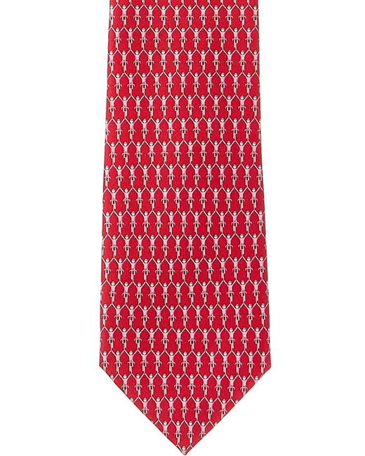 Ferragamo Red Bikers Silk Tie for men