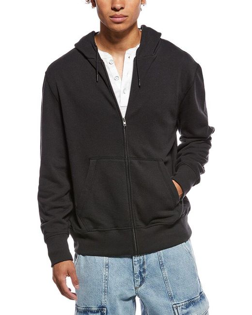 Rag & Bone Black Massey Terry Zip Hoodie for men