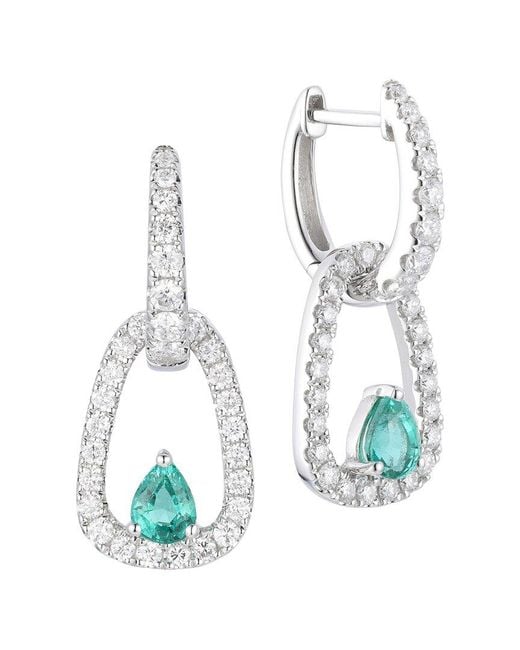 Gregg Ruth White 14K 1.42 Ct. Tw. Diamond & Emerald Two Way Huggie Earring