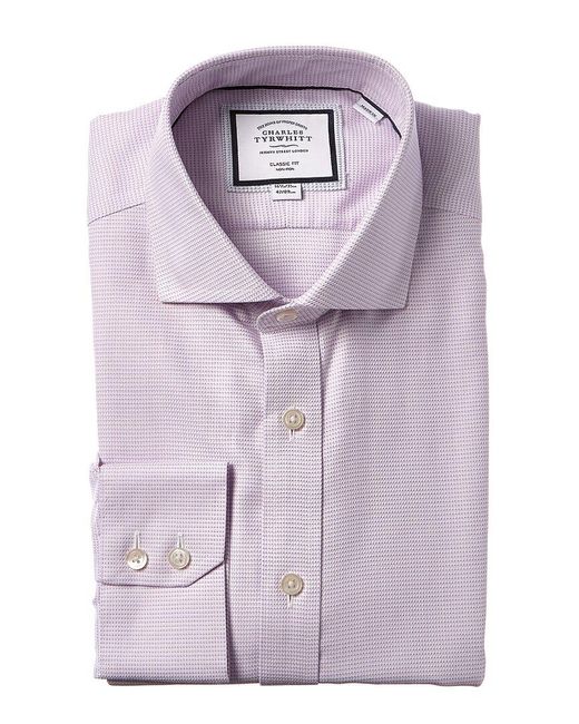 Charles Tyrwhitt Purple Non-iron Cambridge Weave Cutaway Classic Fit for men
