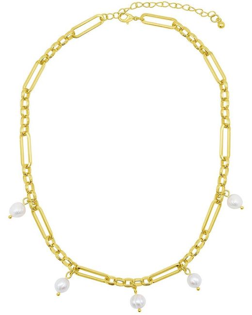 Adornia Metallic 14k Plated 6.35mm Pearl Stackable Necklace