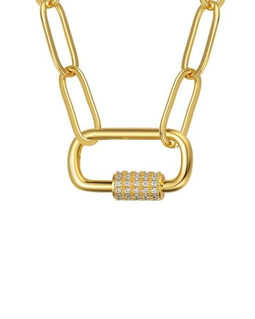 Rachel Glauber Metallic 14k Plated Cz Necklace