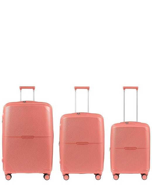 CHAMPS White Aura Expandable 3pc Trolley Set