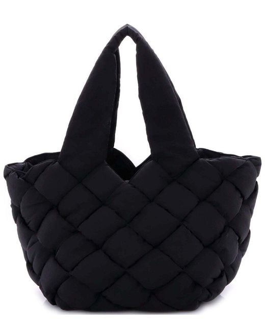 Bottega Veneta Black Intrecciato Nylon Cassette Paper Tote (authentic Pre- Loved)