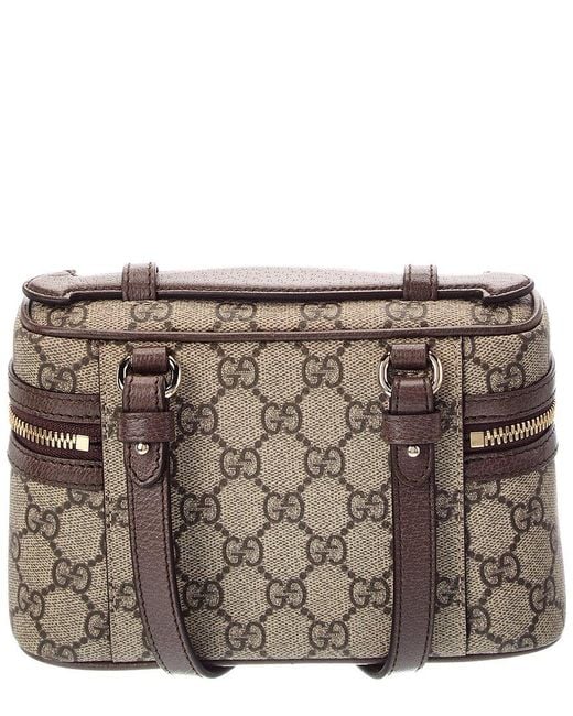 Gucci Brown Ophidia Gg Small Canvas & Leather Toiletry Bag