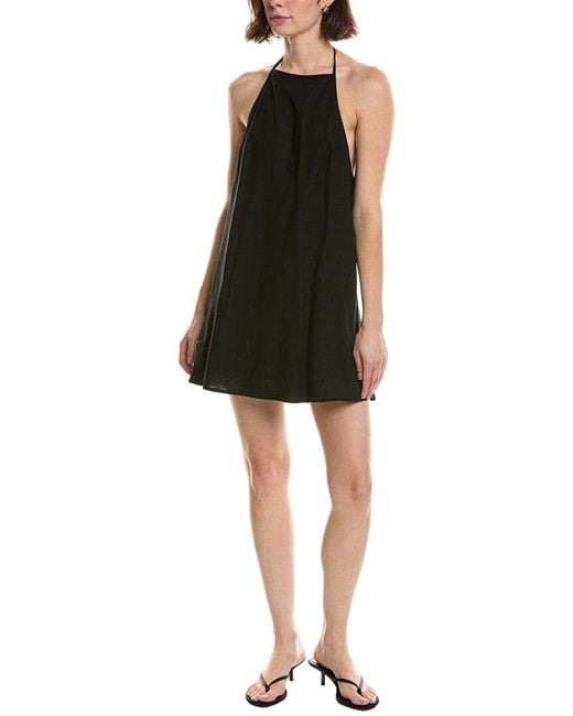 Nia Black Elisa Linen-Blend Mini Dress