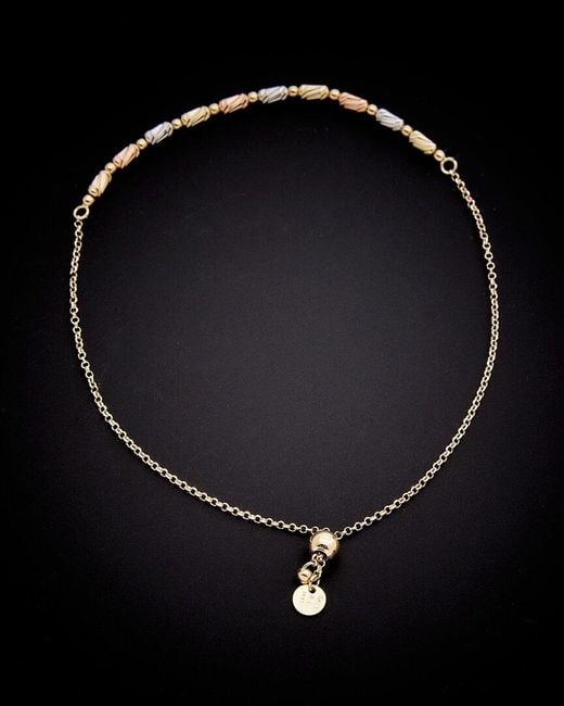 Italian Gold Black 14k Italian Tri-tone Gold Bolo Bracelet