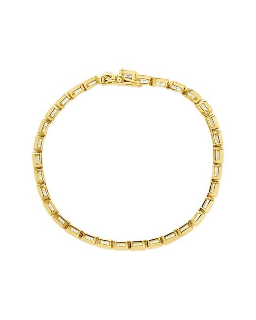 Sterling Forever Metallic 14K Plated Cz Roxie Bezel Tennis Bracelet