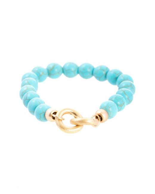 Saachi Blue Gold 10mm Pearl Eternity Stretch Bracelet
