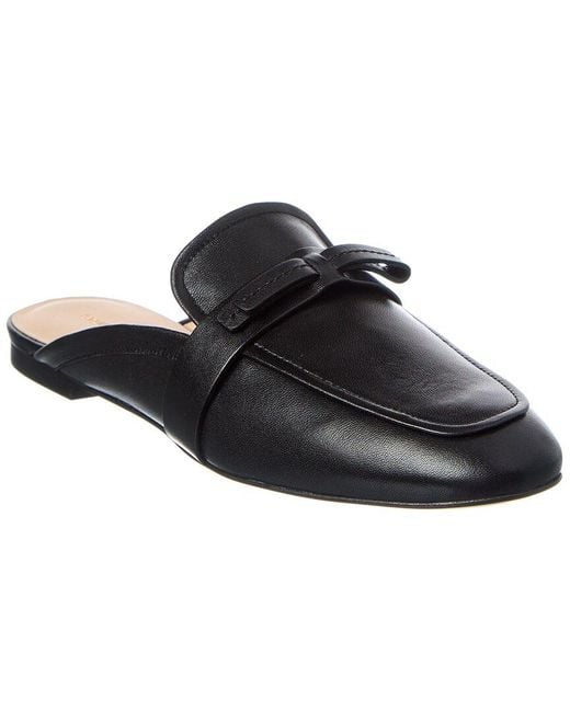 Stuart Weitzman Black Emma Bow Leather Mule