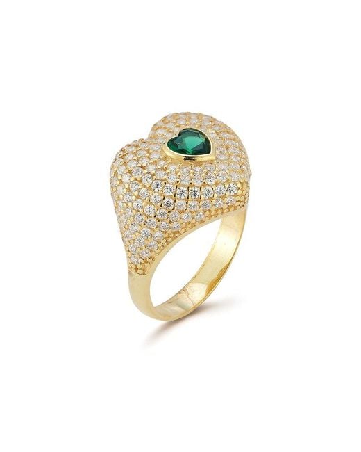 Sphera Milano Metallic 14k Over Silver Cz Bold Heart Signet Ring