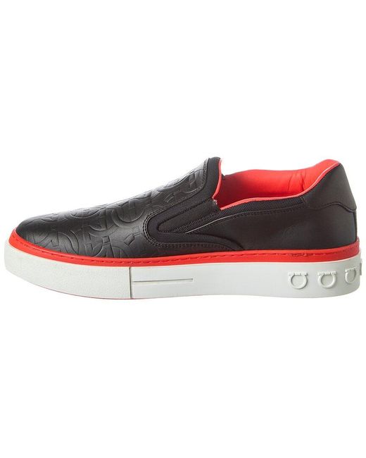 Ferragamo Red Mathew Leather Slip-on Sneaker for men