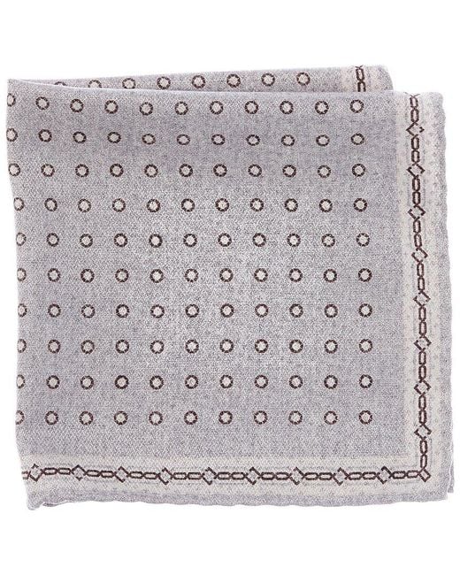 Brunello Cucinelli Gray Silk Pocket Square for men