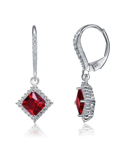 Genevive Jewelry Red Cz Dangle Earrings