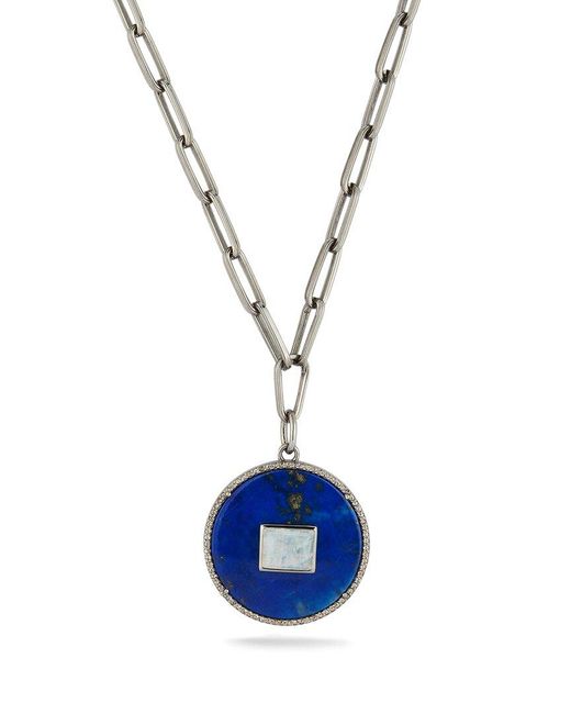 Banji Jewelry Blue Silver 36.70 Ct. Tw. Diamond & Gemstone Necklace