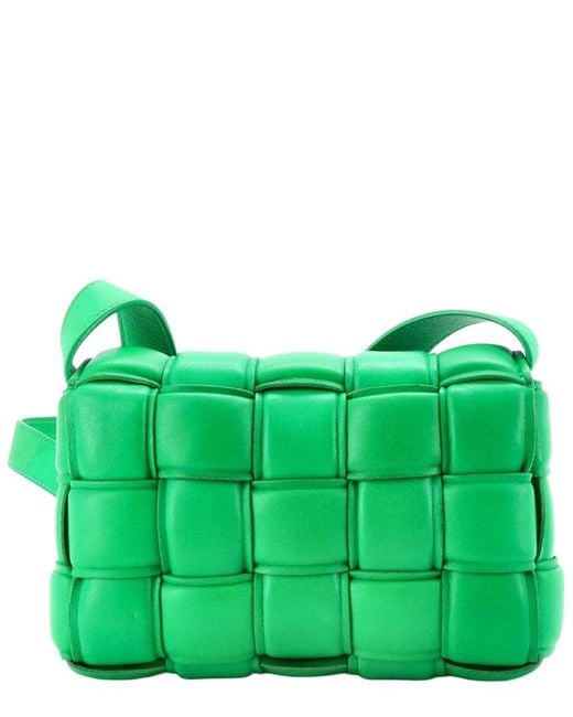 Bottega Veneta Green Maxi Intrecciato Leather Cassette Crossbody Padded Small (authentic Pre-loved)