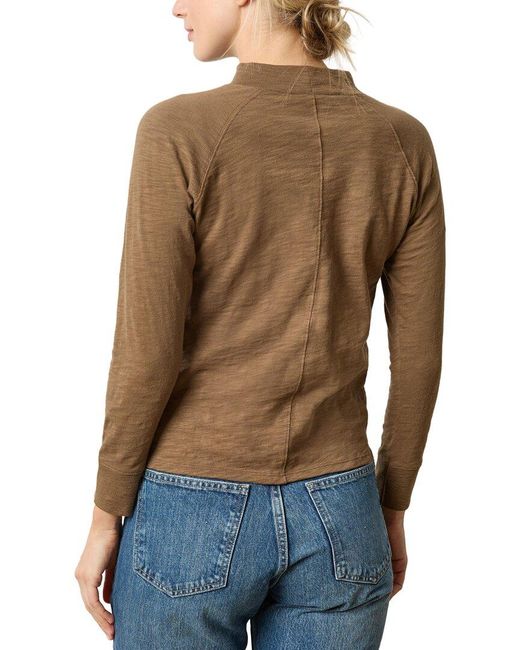 Lilla P Blue Raglan Mock Neck Shirt