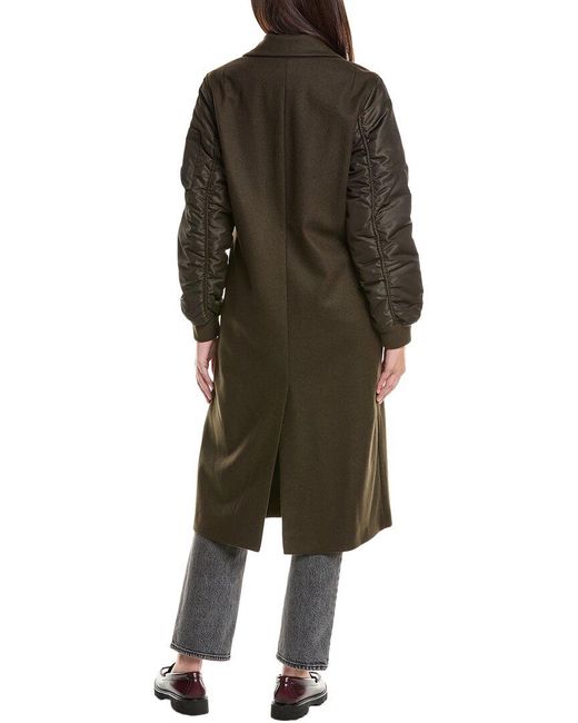 AllSaints Green Paulah Wool & Cashmere-Blend Coat