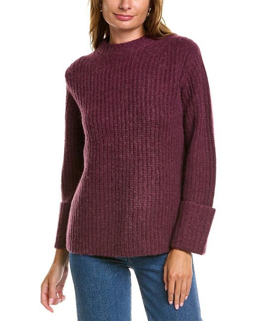 Vince Purple Shaker Rib Wool & Alpaca-blend Sweater