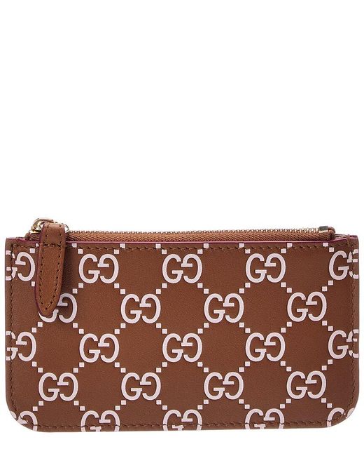 Gucci Brown Gg Logo Leather Pouch