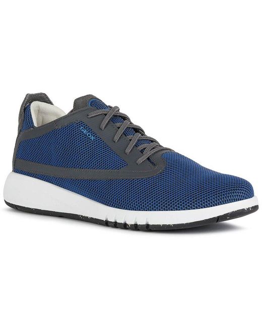 Geox Aerantis Leather-trim Sneaker in Blue for Men | Lyst